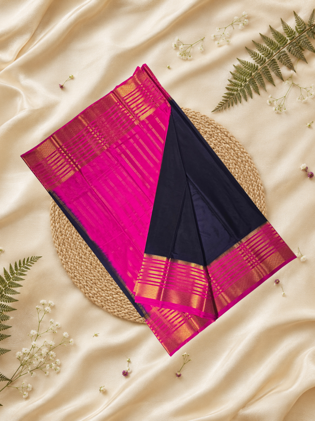 Mysore Silk Saree With Coal Black
