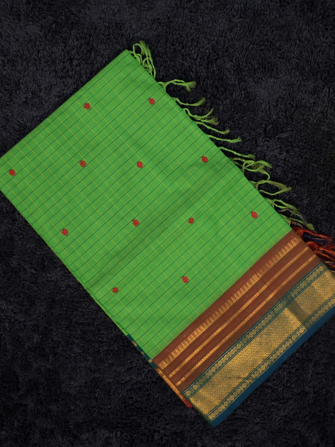 Kanchi Cotton|Green & Teal Blue