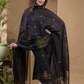 Dark Black Natural Dye Cotton by Cotton (100 Count Soft Cotton) 2 Piece Set Kurti & Dupatta (UNSTITCHED) ) -656