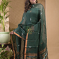 Olive Green Pure Linen suit 2-Piece Set Kurti & Dupatta (UNSTITCHED) -639