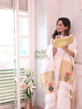 Cream White Tissue Linen 2-Piece Set Kurti & Dupatta (UNSTITCHED) - 306