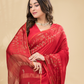 Matka Silk Jamdani Saree With Classic Red - 023
