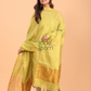 Neon Yellow Tissue Linen Jamdani 2-Piece Set Kurti & Dupatta (UNSTITCHED) - 055