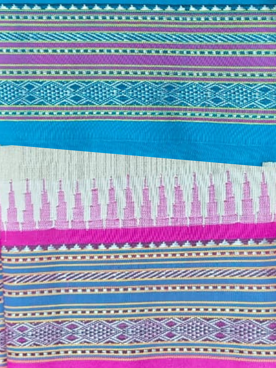 Handwoven Pure Vidarbha Tussar Silk Saree | Blue and Pink