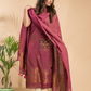 Deep Magenta | Handloom Jamdani Linen Unstitched 2-Piece Kurti | Benaras Design