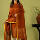 Handwoven Jamdani Linen Unstitched 2-piece Kurti | Burnt Orange