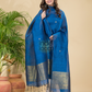 Indigo Blue Muslin Linen 2-Piece Set Kurti & Dupatta (UNSTITCHED) - 875