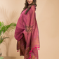 Deep Magenta | Handloom Jamdani Linen Unstitched 2-Piece Kurti | Benaras Design
