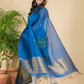 Indigo Blue Muslin Linen 2-Piece Set Kurti & Dupatta (UNSTITCHED) - 875
