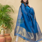Indigo Blue Muslin Linen 2-Piece Set Kurti & Dupatta (UNSTITCHED) - 875