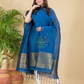 Indigo Blue Muslin Linen 2-Piece Set Kurti & Dupatta (UNSTITCHED) - 875