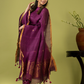 Handwoven Jamdani Linen Unstitched 2-piece Kurti | Mulberry Purple