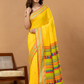 Pure Handloom Cotton Saree | Bright Yellow