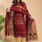 Deep Maroon Tissue Linen 2-Piece Set Kurti & Dupatta (UNSTITCHED) - 047