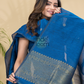 Indigo Blue Muslin Linen 2-Piece Set Kurti & Dupatta (UNSTITCHED) - 875