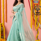 Handwoven Chanderi Silk Cotton Saree | Aqua Mint
