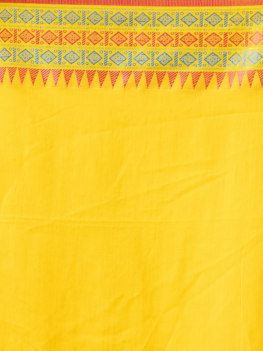 Pure Handloom Cotton Saree | Bright Yellow