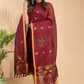 Deep Maroon Tissue Linen 2-Piece Set Kurti & Dupatta (UNSTITCHED) - 047