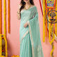 Handwoven Chanderi Silk Cotton Saree | Aqua Mint