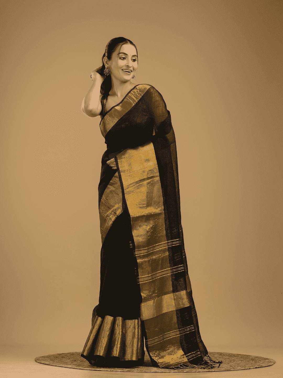 True Black Jamdani Saree - 039