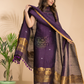 Grape Purple Cotton Linen 2-Piece Set Kurti & Dupatta (UNSTITCHED) - 005