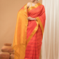 Pure Handloom Korvai Saree |Vivid Orange With Gold Broder