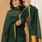 Dark Green Jamdani 2-Piece Set Kurti & Dupatta (UNSTITCHED) - 142