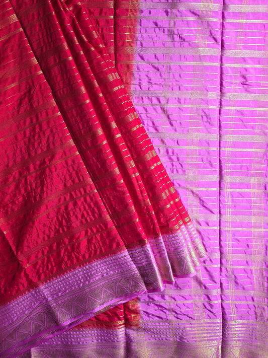 Classic Mysore Semi Silk Saree | Coral Pink