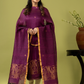 Handwoven Jamdani Linen Unstitched 2-piece Kurti | Mulberry Purple