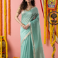 Handwoven Chanderi Silk Cotton Saree | Aqua Mint