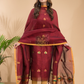 Deep Maroon Tissue Linen 2-Piece Set Kurti & Dupatta (UNSTITCHED) - 047