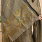 Olive Grey Tissue Linen 2-Piece Set Kurti & Dupatta (UNSTITCHED) - 048