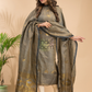 Olive Grey Tissue Linen 2-Piece Set Kurti & Dupatta (UNSTITCHED) - 048