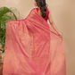Tissue Linen Handloom Saree With Peach Pink - 023