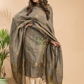 Olive Grey Tissue Linen 2-Piece Set Kurti & Dupatta (UNSTITCHED) - 048