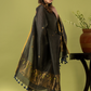Handwoven Jamdani Linen Unstitched 2-piece Kurti | Charcoal Black