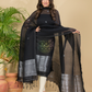 Midnight Black Muslin Linen 2-Piece Set Kurti & Dupatta (UNSTITCHED) - 866