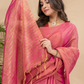 Tissue Linen Handloom Saree With Peach Pink - 023