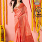 Classic Benarasi Semi Silk Saree | Coral Pink