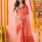 Classic Benarasi Semi Silk Saree | Coral Pink