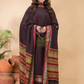 Dark Maroon Baluchari Linen 2-Piece Set Kurti & Dupatta (UNSTITCHED) - 049