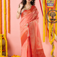 Classic Benarasi Semi Silk Saree | Coral Pink