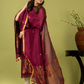 Handwoven Jamdani Linen Unstitched 2-piece Kurti | Wine Red