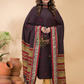 Dark Maroon Baluchari Linen 2-Piece Set Kurti & Dupatta (UNSTITCHED) - 049