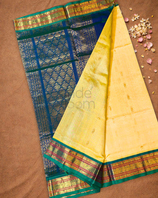 Pure Handloom Korvai Saree | Butter Yellow