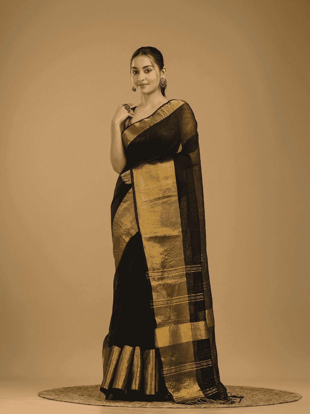 True Black Jamdani Saree - 039
