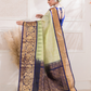 Pure Handloom Korvai Saree | Light Green and Golden Blue