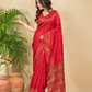 Matka Silk Jamdani Saree With Classic Red - 023