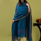 Handwoven Jamdani cotton Unstitched 2-piece Kurti | Peacock Teal Blue
