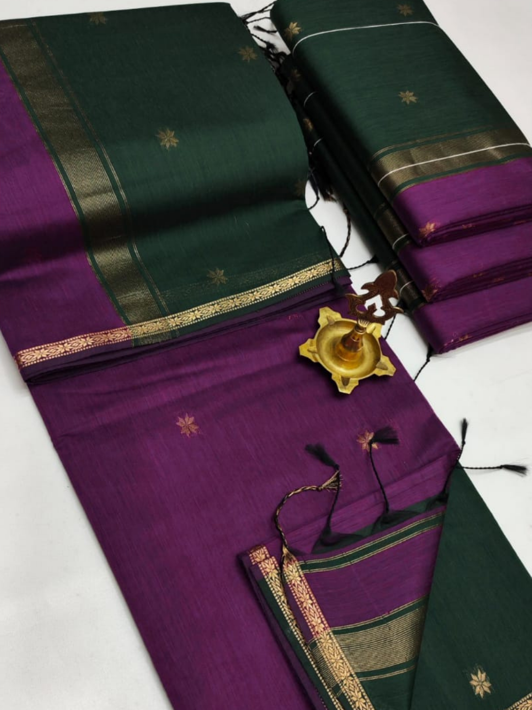Maheshwari Silk Cotton Saree – Festive Elegance |Wine Purple